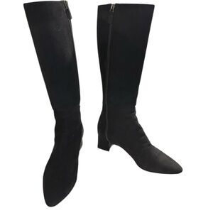 Aquatalia Women's Black Suede Size 8 Knee-High Riding Boots